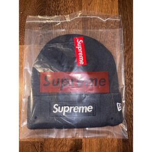 Blue Supreme New Era Box Logo Beanie Hat Navy One Size Fits Most FW24 Hypebeast